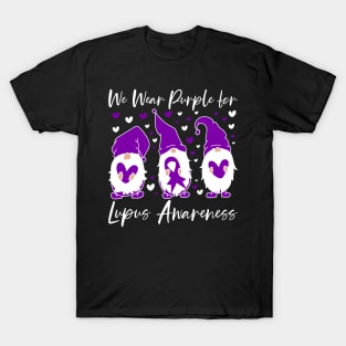 Lupus Awareness We Wear Purple for Lupus Gnome T-Shirt